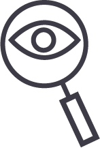 A magnifying glass with an eye in the middle.